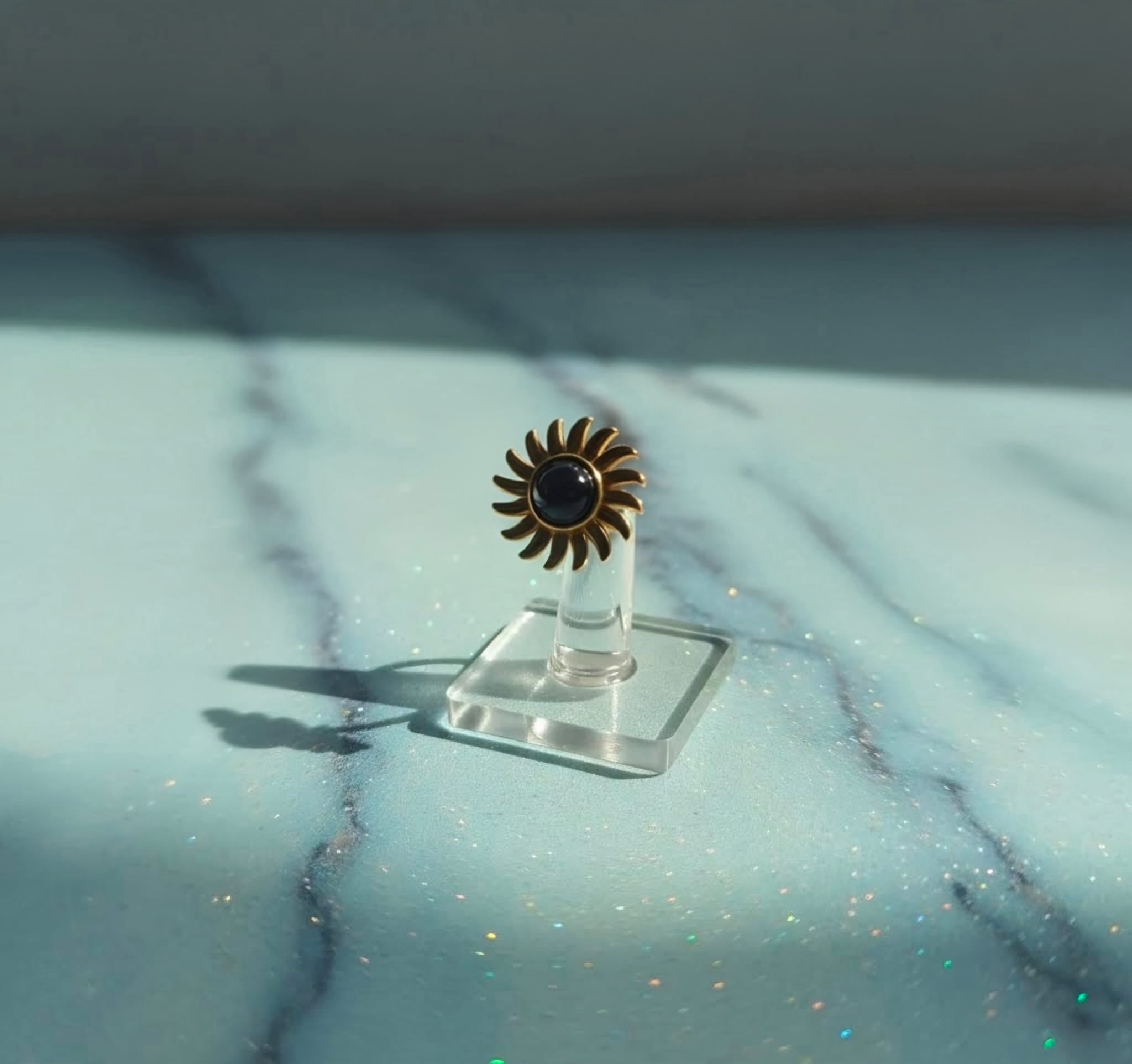 Black Sunflower Open Ring