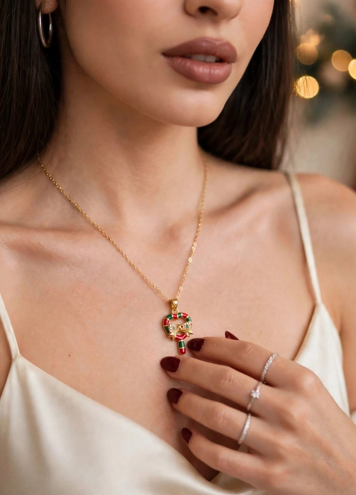 Candy Cane Kiss Necklace